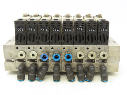 Festo VSVA-B-P53E-H-A1-1R5L 8 Solenoid Valves w/ Manifold 24VDC 1/2"NPT