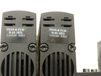 Festo VSVA-B-P53E-H-A1-1R5L 3 Solenoid Valves w/ 6-Valve Manifold 24VDC 1/2"NPT