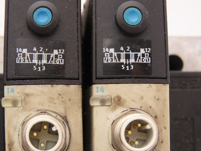 Festo VSVA-B-P53E-H-A1-1R5L 3 Solenoid Valves w/ 6-Valve Manifold 24VDC 1/2"NPT