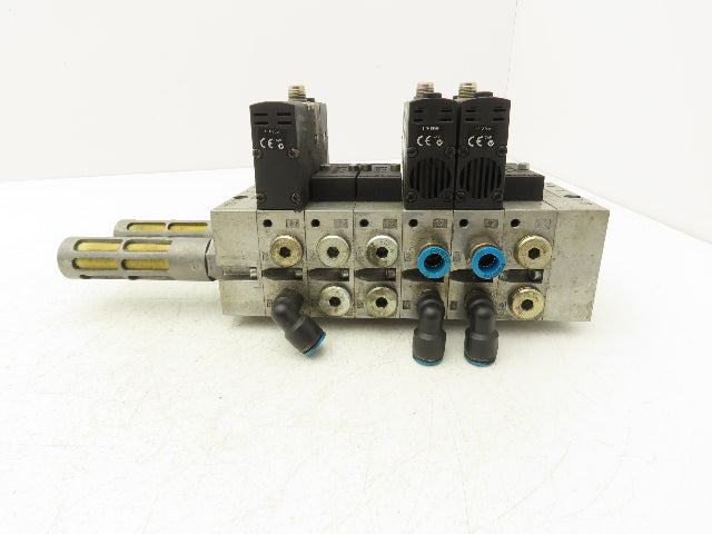 Festo VSVA-B-P53E-H-A1-1R5L 3 Solenoid Valves w/ 6-Valve Manifold 24VDC 1/2"NPT