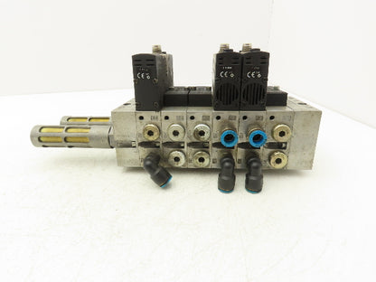 Festo VSVA-B-P53E-H-A1-1R5L 3 Solenoid Valves w/ 6-Valve Manifold 24VDC 1/2"NPT