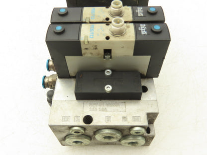 Festo VSVA-B-P53E-H-A1-1R5L 3 Solenoid Valves w/ 6-Valve Manifold 24VDC 1/2"NPT