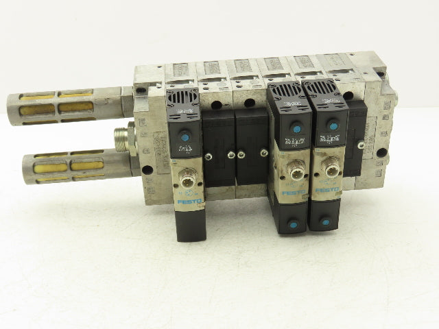 Festo VSVA-B-P53E-H-A1-1R5L 3 Solenoid Valves w/ 6-Valve Manifold 24VDC 1/2"NPT