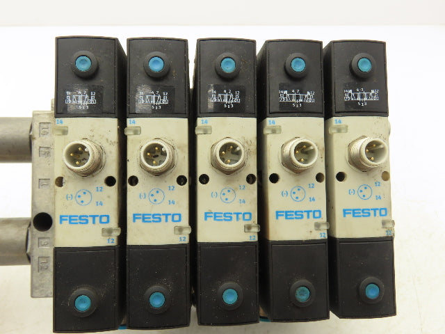 Festo VSVA-B-B52-H-A1-1R5L 5 Solenoid Valves w/ 5-Valve Manifold 24VDC 1/2"NPT