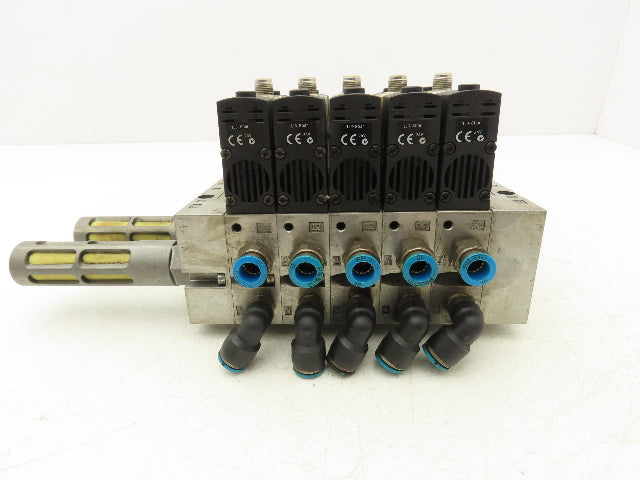 Festo VSVA-B-B52-H-A1-1R5L 5 Solenoid Valves w/ 5-Valve Manifold 24VDC 1/2"NPT