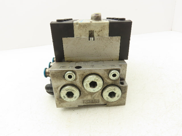 Festo VSVA-B-B52-H-A1-1R5L 5 Solenoid Valves w/ 5-Valve Manifold 24VDC 1/2"NPT