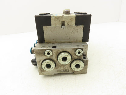 Festo VSVA-B-B52-H-A1-1R5L 5 Solenoid Valves w/ 5-Valve Manifold 24VDC 1/2"NPT
