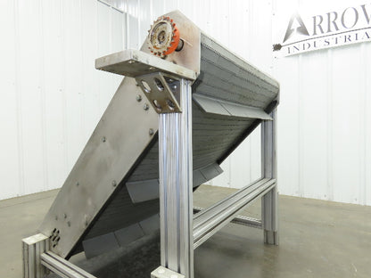 30"W x 45"L MatTop Cleated Plastic Belt Incline Conveyor Aluminum Frame No Drive