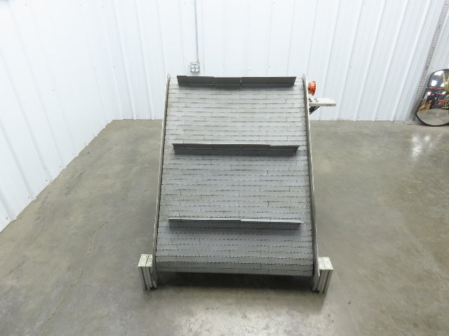30"W x 45"L MatTop Cleated Plastic Belt Incline Conveyor Aluminum Frame No Drive