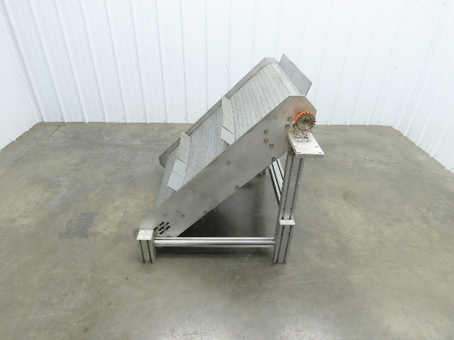 30"W x 45"L MatTop Cleated Plastic Belt Incline Conveyor Aluminum Frame No Drive