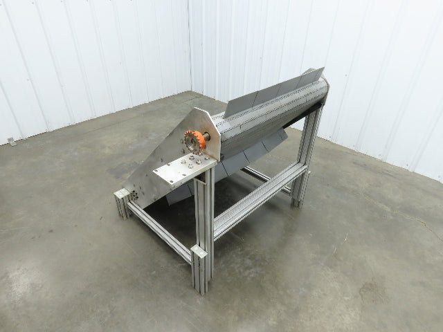 30"W x 45"L MatTop Cleated Plastic Belt Incline Conveyor Aluminum Frame No Drive