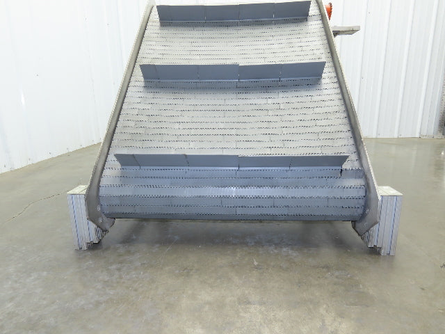 30"W x 45"L MatTop Cleated Plastic Belt Incline Conveyor Aluminum Frame No Drive