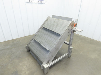 30"W x 45"L MatTop Cleated Plastic Belt Incline Conveyor Aluminum Frame No Drive