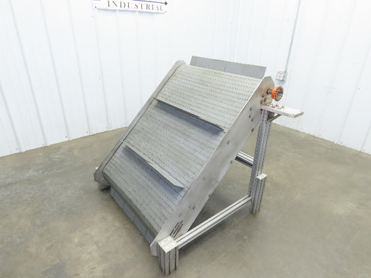 30"W x 45"L MatTop Cleated Plastic Belt Incline Conveyor Aluminum Frame No Drive
