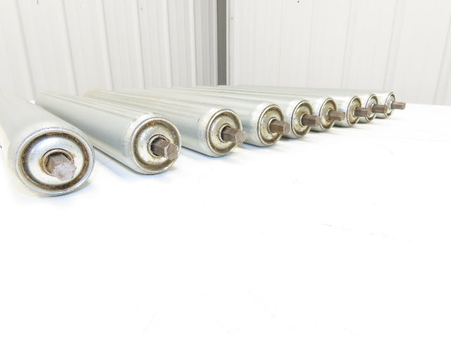 1.9"x 16"BF Gravity Conveyor Roller 7/16" Hex Axle Galvanized  Lot of 9
