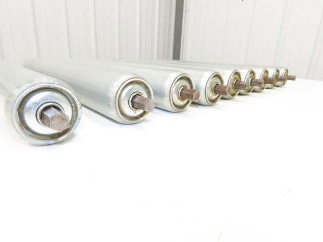 1.9"x 16"BF Gravity Conveyor Roller 7/16" Hex Axle Galvanized  Lot of 9