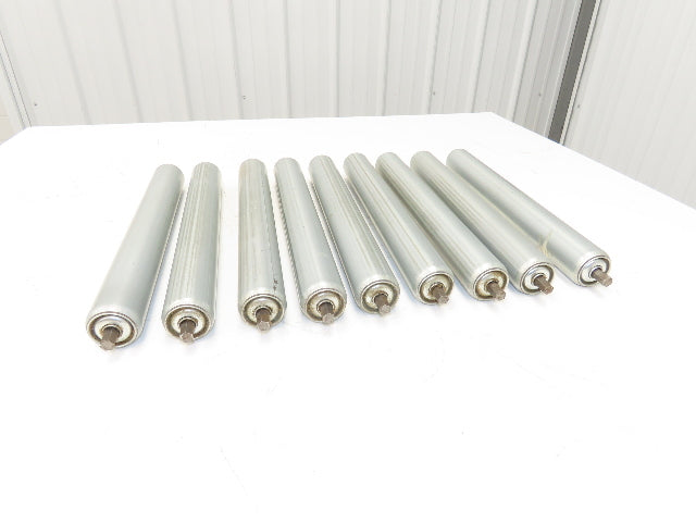 1.9"x 16"BF Gravity Conveyor Roller 7/16" Hex Axle Galvanized  Lot of 9
