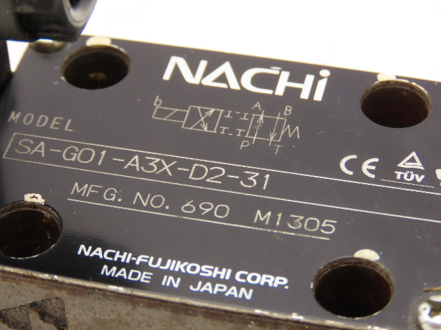Nachi SA-G01-A3X-D2-31 Hydraulic Directional Control Valve Single Solenoid 24VDC
