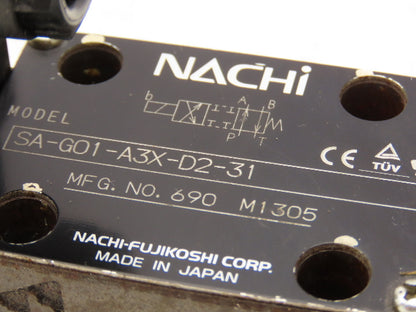 Nachi SA-G01-A3X-D2-31 Hydraulic Directional Control Valve Single Solenoid 24VDC