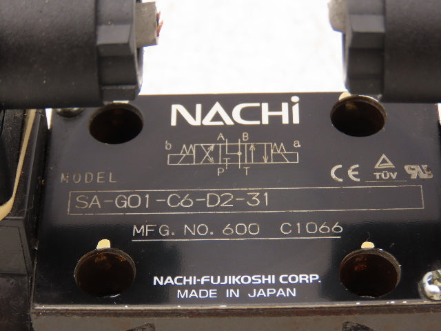 Nachi SA-G01-C6-D2-31 Hydraulic Directional Control Solenoid Valve Assy 24VDC