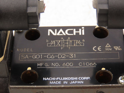 Nachi SA-G01-C6-D2-31 Hydraulic Directional Control Solenoid Valve Assy 24VDC