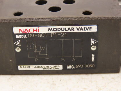 Nachi OG-G01-P1-21 Pressure Reducing Modular Valve W/Pressure Guage Lot of 2