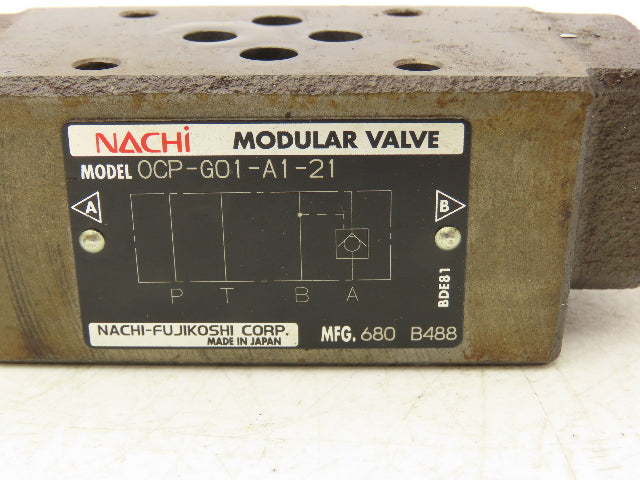 Nachi OCP-G01-A1-21 Pilot Operated Modular Check Valve Lot of 2