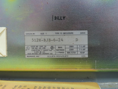 Allen Bradley 512H-BJB-6-24 Combination Motor Starter 10Hp 30A 575V Fused Size 1