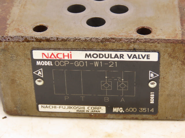 Nachi OCP-G01-W1-21 Hydraulic Check Valve & Flow Control Valve 3 Each Lot of 6