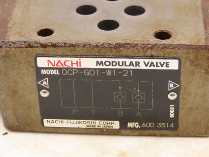 Nachi OCP-G01-W1-21 Hydraulic Check Valve & Flow Control Valve 3 Each Lot of 6