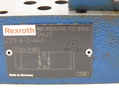 Rexroth Z2S 6-2-64 Hydraulic Check Valve Sandwich Plate Pilot Operated Lot of 3