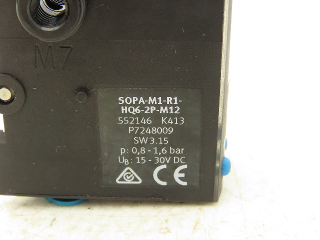 Festo SOPA-M1-R1-HQ6-2P-M12 Air Gap Sensor 20-200 Micron 0.8-1.6 Bar M12 5-Pin