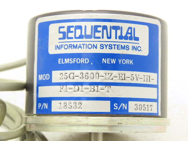 Sequential 25G-3600-IZ-E1-5V-H1-F1-D1-B1-T Rotary Encoder 5-24VDC 1/4" Shaft