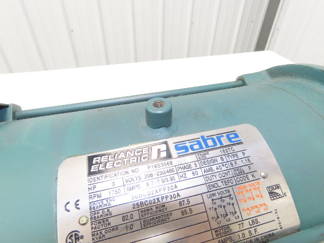 Reliance Sabre P18S3068 AC Motor 3Hp 1750 RPM 208-230/460V 3PH 182TC TEFC