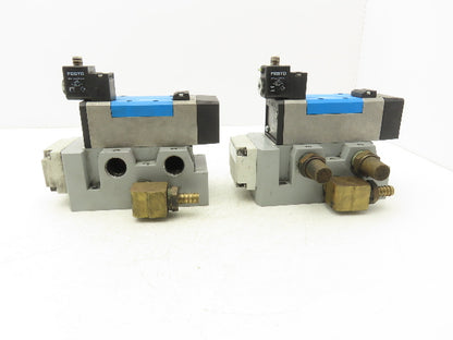 Festo MDH-5/2-D-3-FR-M12-C Pneumatic Solenoid Valve 5/2 Way W Manifold Lot of 2