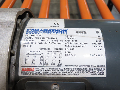 81"W x 6'L Chain Drive Roller Conveyor 74"BF 1.9" Urethane Roller 1.5Hp 460V 3PH