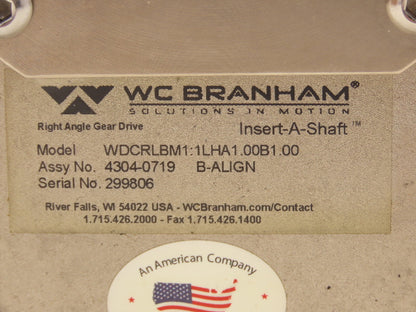 WC Branham WDCRLBM1:1LHA1.00B1.00 Insert-A-Shaft LEFT Angle Gear Drive LH