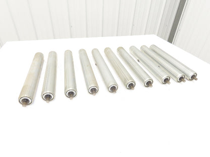1.9" Dia 15"BF Gravity Conveyor Roller 7/16" Hex Axle Galvanized  Lot of 10