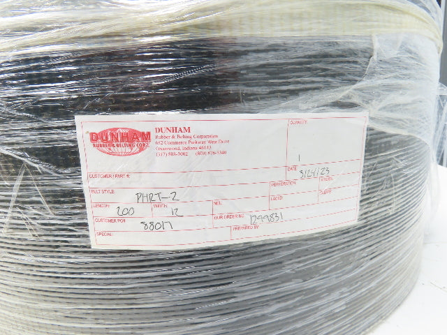 12"W x 200' Rough Grip Top Rubber Conveyor Belt 2-Ply Black .20"Thick 200'L