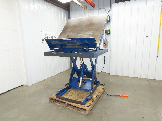 Vestil Hydraulic Lift Table End Tilt 1000lb 48"x48" Top 45° Tilt 36" Travel 460v