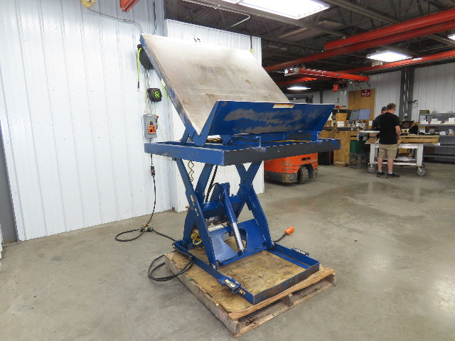 Vestil Hydraulic Lift Table End Tilt 1000lb 48"x48" Top 45° Tilt 36" Travel 460v