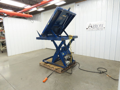 Vestil Hydraulic Lift Table End Tilt 1000lb 48"x48" Top 45° Tilt 36" Travel 460v
