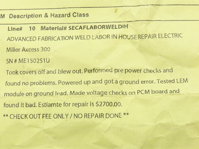 Miller 239599-F U Auto Axcess 300 Welder PCB Process Control Module For Repair