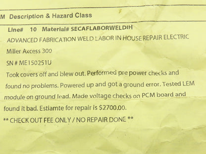 Miller 239599-F U Auto Axcess 300 Welder PCB Process Control Module For Repair