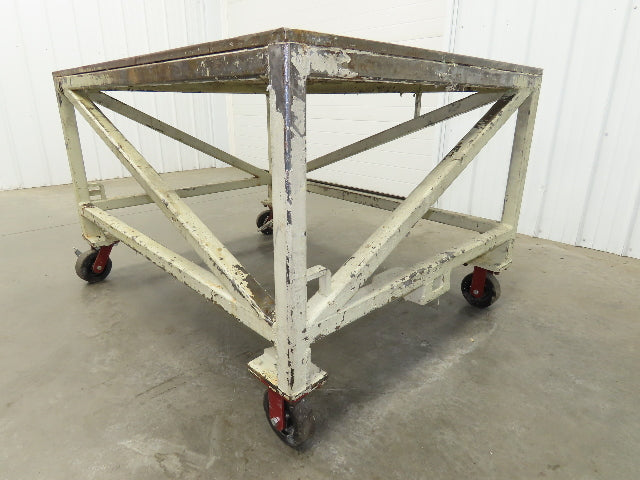 3/4" Steel Top Machine Base Welding Table Work Bench 60x45" Top 36" H 6" Caster