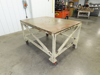 3/4" Steel Top Machine Base Welding Table Work Bench 60x45" Top 36" H 6" Caster