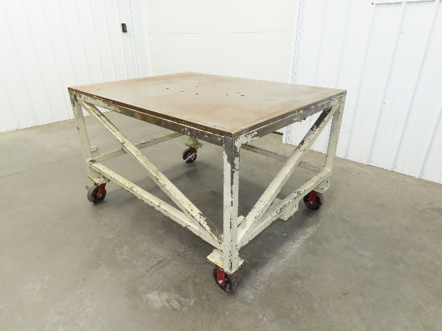 3/4" Steel Top Machine Base Welding Table Work Bench 60x45" Top 36" H 6" Caster