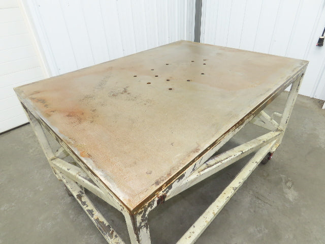 3/4" Steel Top Machine Base Welding Table Work Bench 60x45" Top 36" H 6" Caster