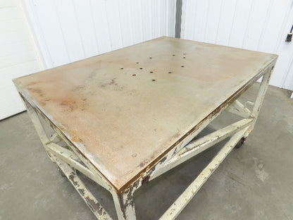 3/4" Steel Top Machine Base Welding Table Work Bench 60x45" Top 36" H 6" Caster