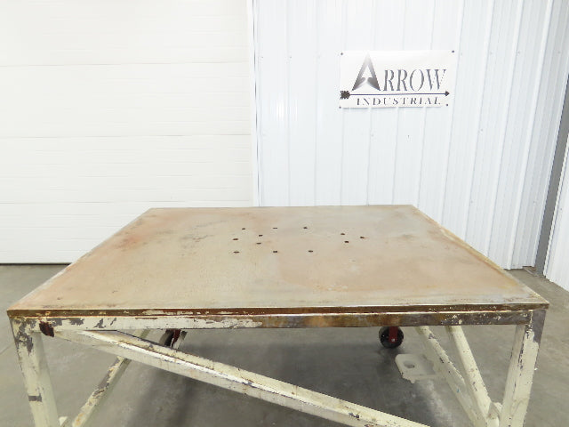 3/4" Steel Top Machine Base Welding Table Work Bench 60x45" Top 36" H 6" Caster